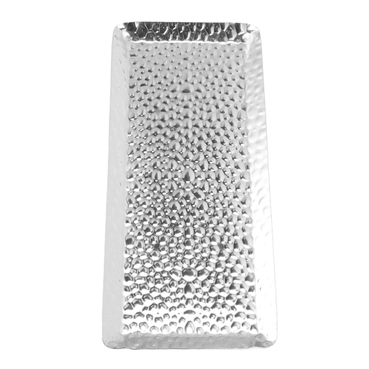 25x11cm Towel Hammered Trays Stainless Steel Multi Purpose Dishwasher Safe Dessert Tray Plate for Home Restaurant Silver