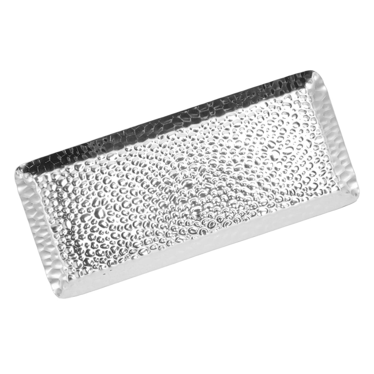 25x11cm Towel Hammered Trays Stainless Steel Multi Purpose Dishwasher Safe Dessert Tray Plate for Home Restaurant Silver
