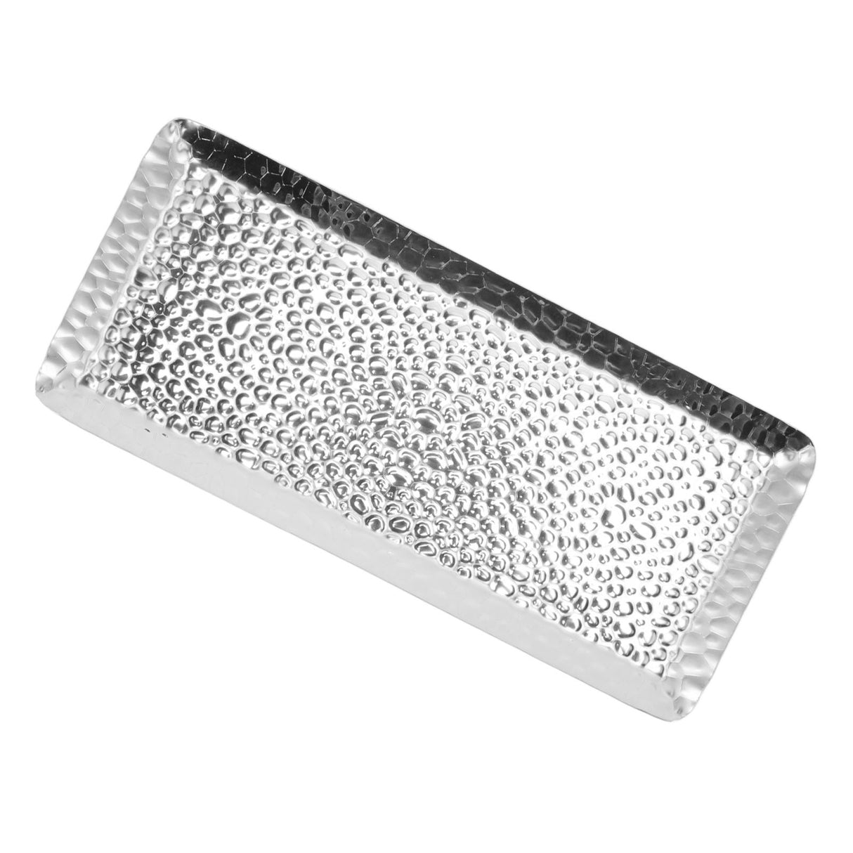 25x11cm Towel Hammered Trays Stainless Steel Multi Purpose Dishwasher Safe Dessert Tray Plate for Home Restaurant Silver