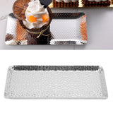 25x11cm Towel Hammered Trays Stainless Steel Multi Purpose Dishwasher Safe Dessert Tray Plate for Home Restaurant Silver