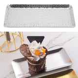 25x11cm Towel Hammered Trays Stainless Steel Multi Purpose Dishwasher Safe Dessert Tray Plate for Home Restaurant Silver - Extra Image
