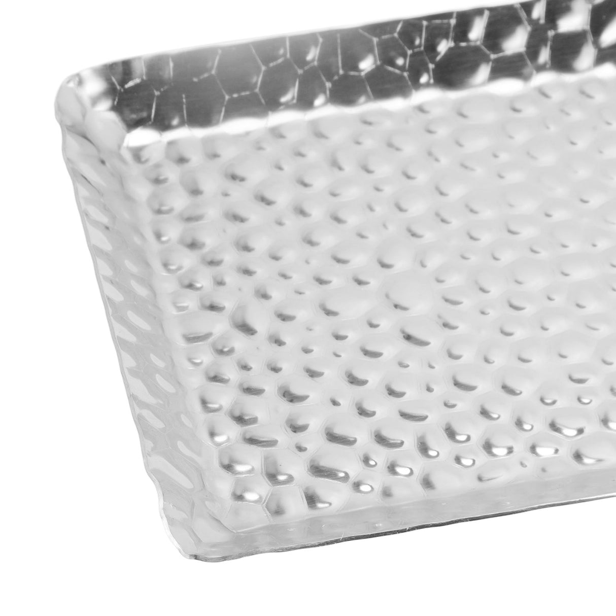 25x11cm Towel Hammered Trays Stainless Steel Multi Purpose Dishwasher Safe Dessert Tray Plate for Home Restaurant Silver