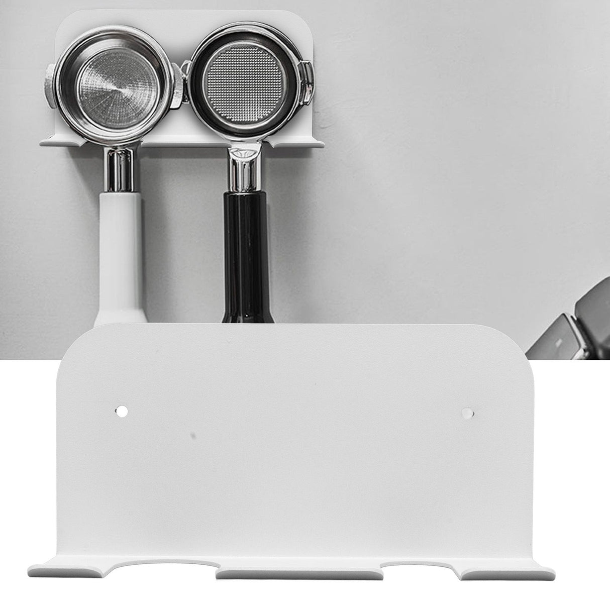 Coffee Bottomless Handle Ear Bracket Space Saving Universal Portafilter Handle Hanger with Adhesive for Coffee Machine White