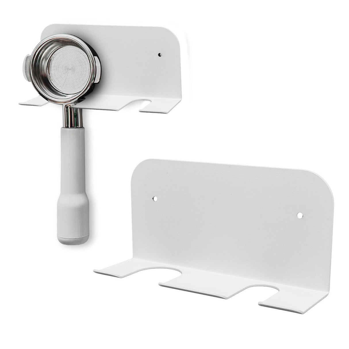 Coffee Bottomless Handle Ear Bracket Space Saving Universal Portafilter Handle Hanger with Adhesive for Coffee Machine White