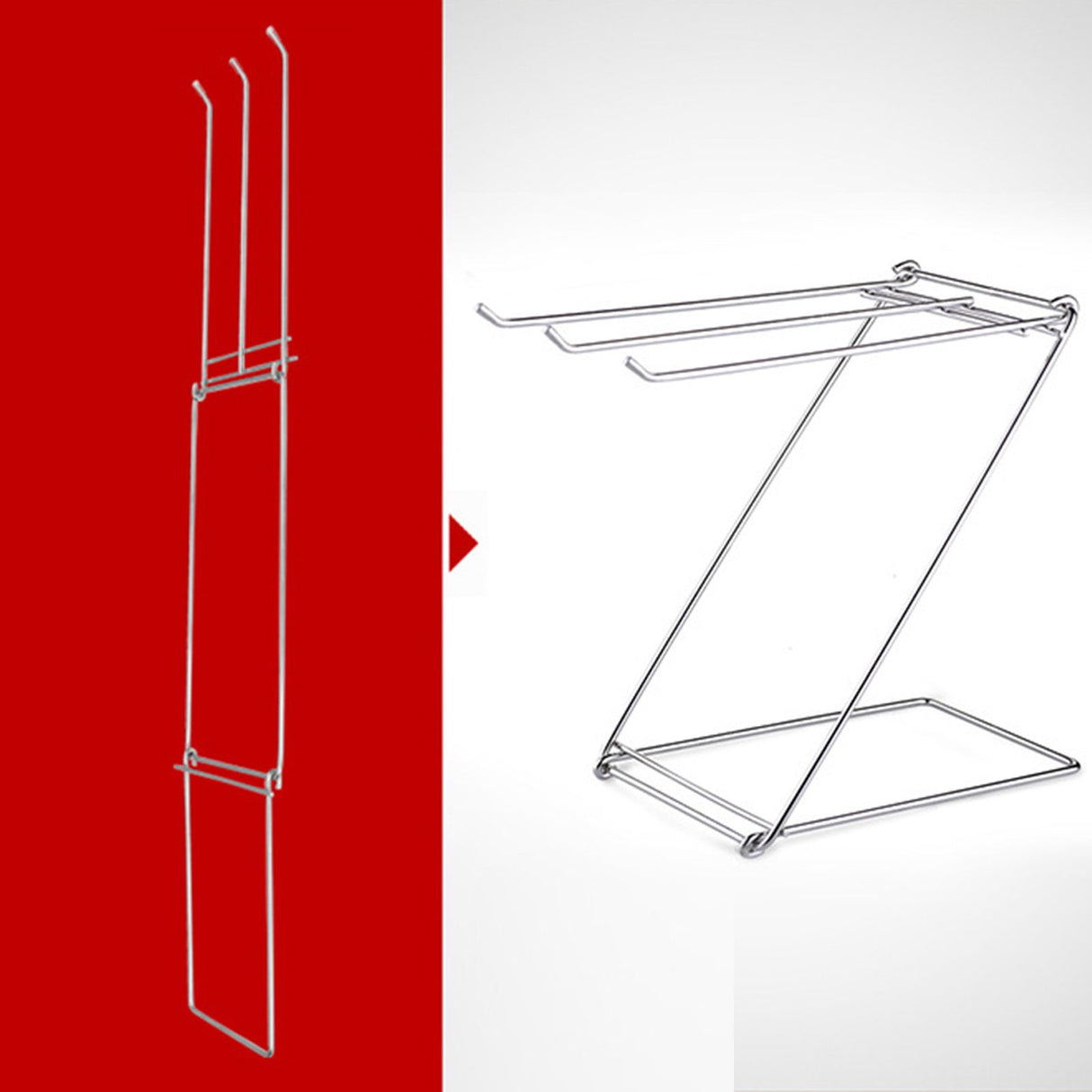 Foldable Floor Towel Holder Stainless Steel Z Shaped 3 Bars Floor Towel Rack for Bathroom Kitchen