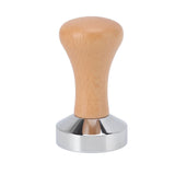 304 Stainless Steel Flat Base Coffee Tamper Wooden Handle Coffee Press Hammer for Home Shop