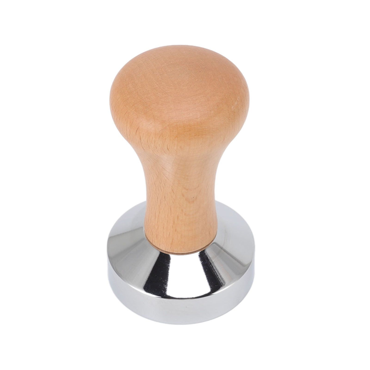 304 Stainless Steel Flat Base Coffee Tamper Wooden Handle Coffee Press Hammer for Home Shop