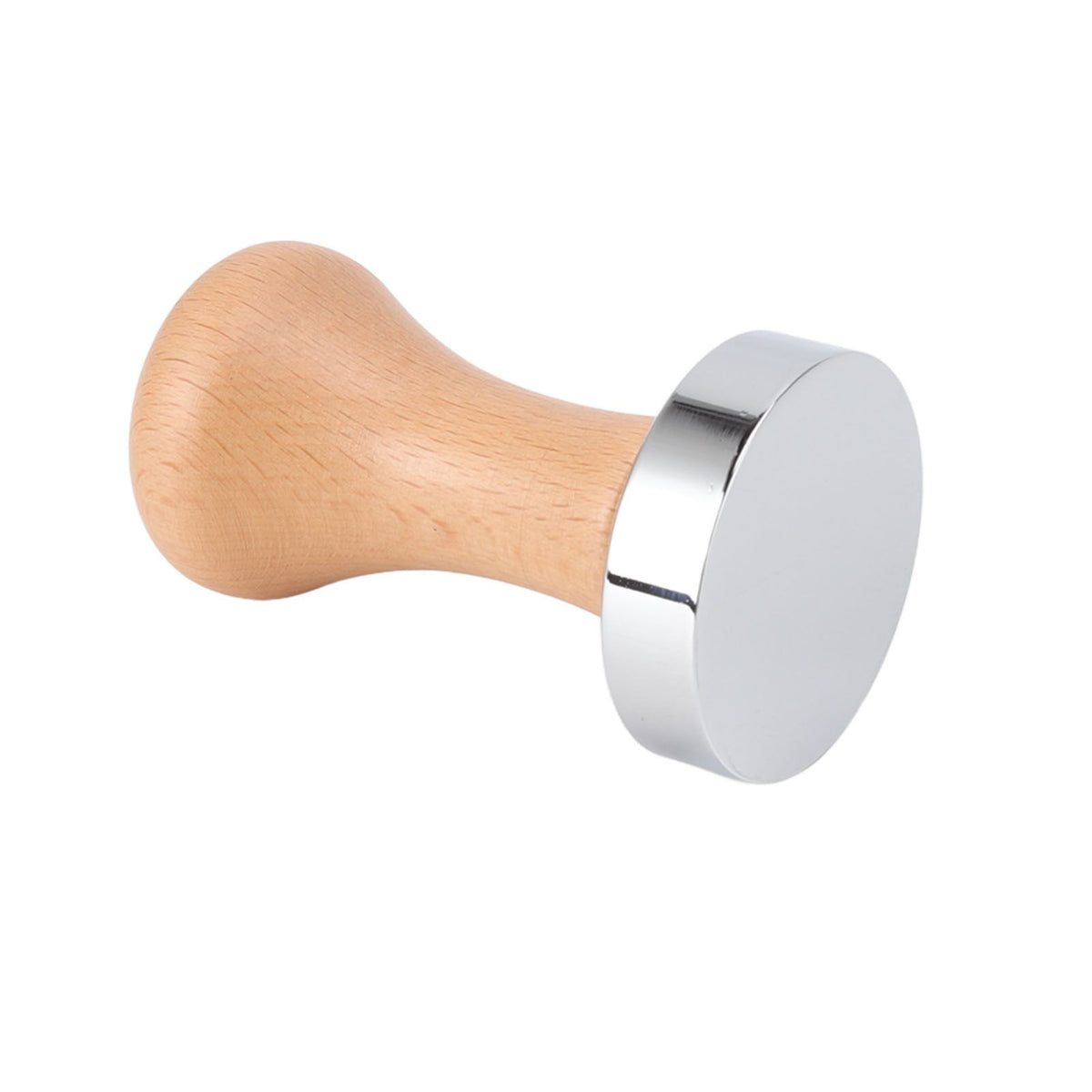 304 Stainless Steel Flat Base Coffee Tamper Wooden Handle Coffee Press Hammer for Home Shop