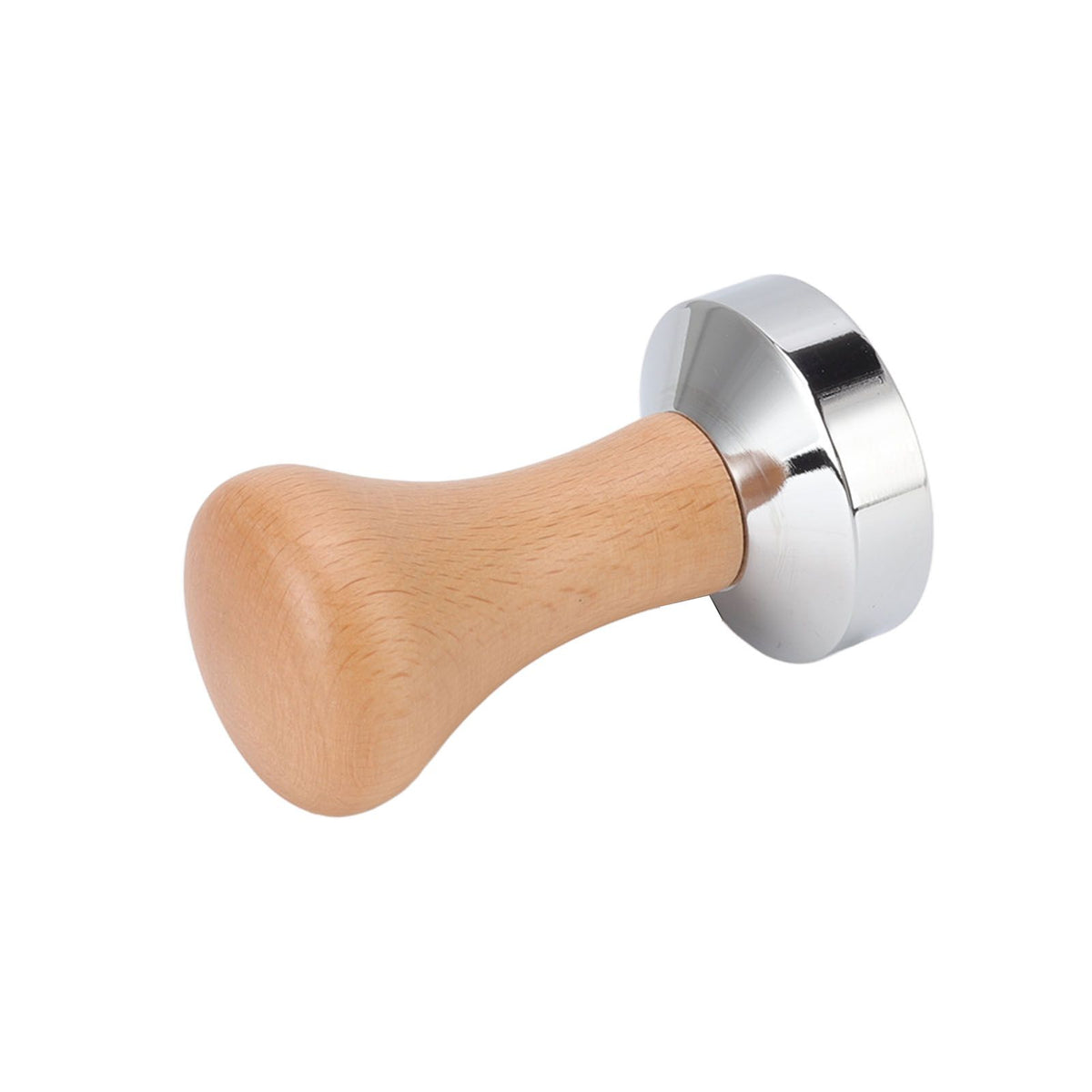 304 Stainless Steel Flat Base Coffee Tamper Wooden Handle Coffee Press Hammer for Home Shop