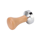 304 Stainless Steel Flat Base Coffee Tamper Wooden Handle Coffee Press Hammer for Home Shop - 45-Degree Angle