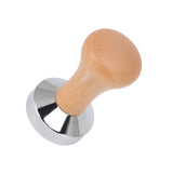 304 Stainless Steel Flat Base Coffee Tamper Wooden Handle Coffee Press Hammer for Home Shop