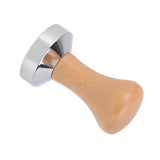 304 Stainless Steel Flat Base Coffee Tamper Wooden Handle Coffee Press Hammer for Home Shop - Close-Up Angle