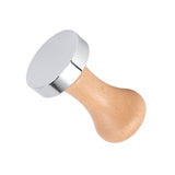 304 Stainless Steel Flat Base Coffee Tamper Wooden Handle Coffee Press Hammer for Home Shop