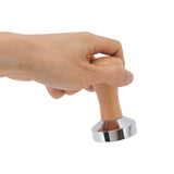 304 Stainless Steel Flat Base Coffee Tamper Wooden Handle Coffee Press Hammer for Home Shop