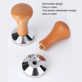 304 Stainless Steel Flat Base Coffee Tamper Wooden Handle Coffee Press Hammer for Home Shop - Extra Image