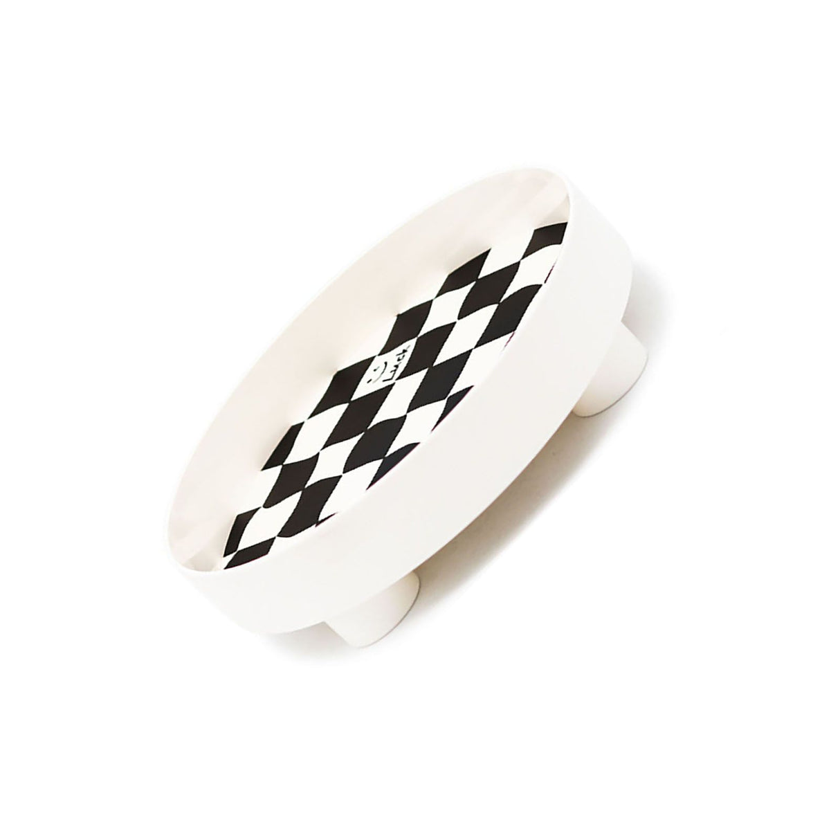 Round Storage Organizer Tray Checkerboard Design Plate Container Tray for Fruit Perfume Jewelry White, Large