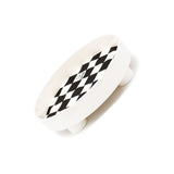 Round Storage Organizer Tray Checkerboard Design Plate Container Tray for Fruit Perfume Jewelry White, Small - Top-Down View