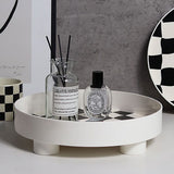Round Storage Organizer Tray Checkerboard Design Plate Container Tray for Fruit Perfume Jewelry White, Small - 45-Degree Angle