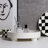 Round Storage Organizer Tray Checkerboard Design Plate Container Tray for Fruit Perfume Jewelry White, Small - Extra Image