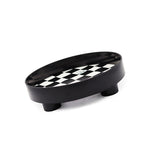 Round Storage Organizer Tray Checkerboard Design Plate Container Tray for Fruit Perfume Jewelry Black, Large