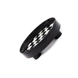 Round Storage Organizer Tray Checkerboard Design Plate Container Tray for Fruit Perfume Jewelry Black, Large - Top-Down View