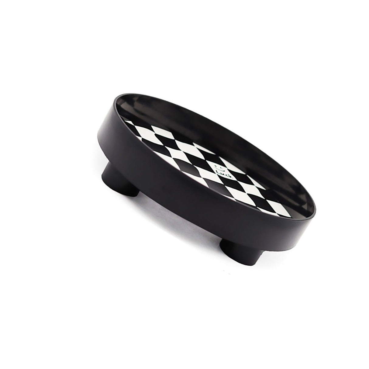 Round Storage Organizer Tray Checkerboard Design Plate Container Tray for Fruit Perfume Jewelry Black, Large