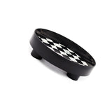 Round Storage Organizer Tray Checkerboard Design Plate Container Tray for Fruit Perfume Jewelry Black, Large