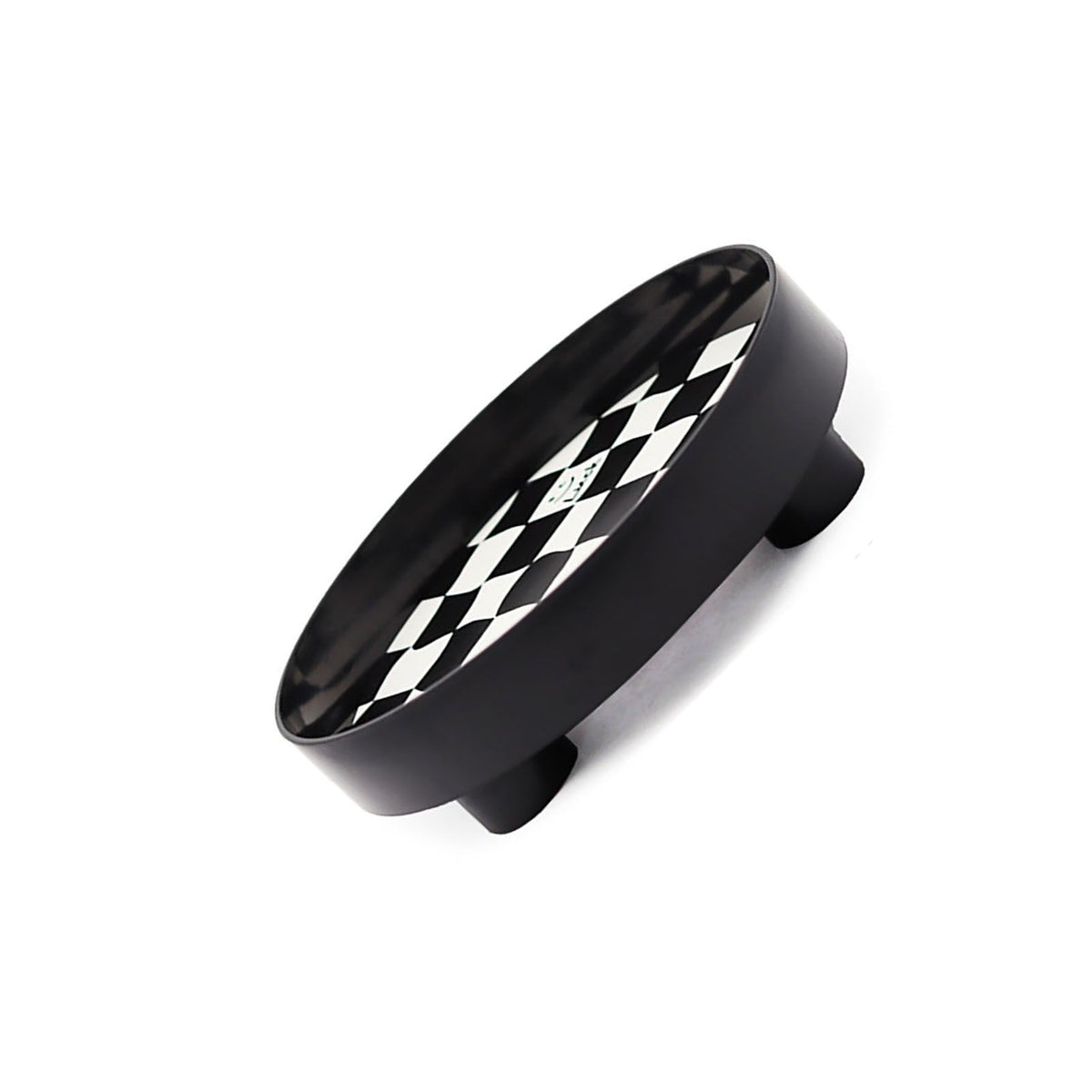 Round Storage Organizer Tray Checkerboard Design Plate Container Tray for Fruit Perfume Jewelry Black, Small