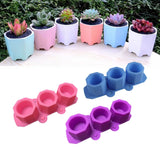 3 Pcs Silicone Planter Mold For Making Concrete Flower Pots DIY Succulent Plants Blue Pink Purple