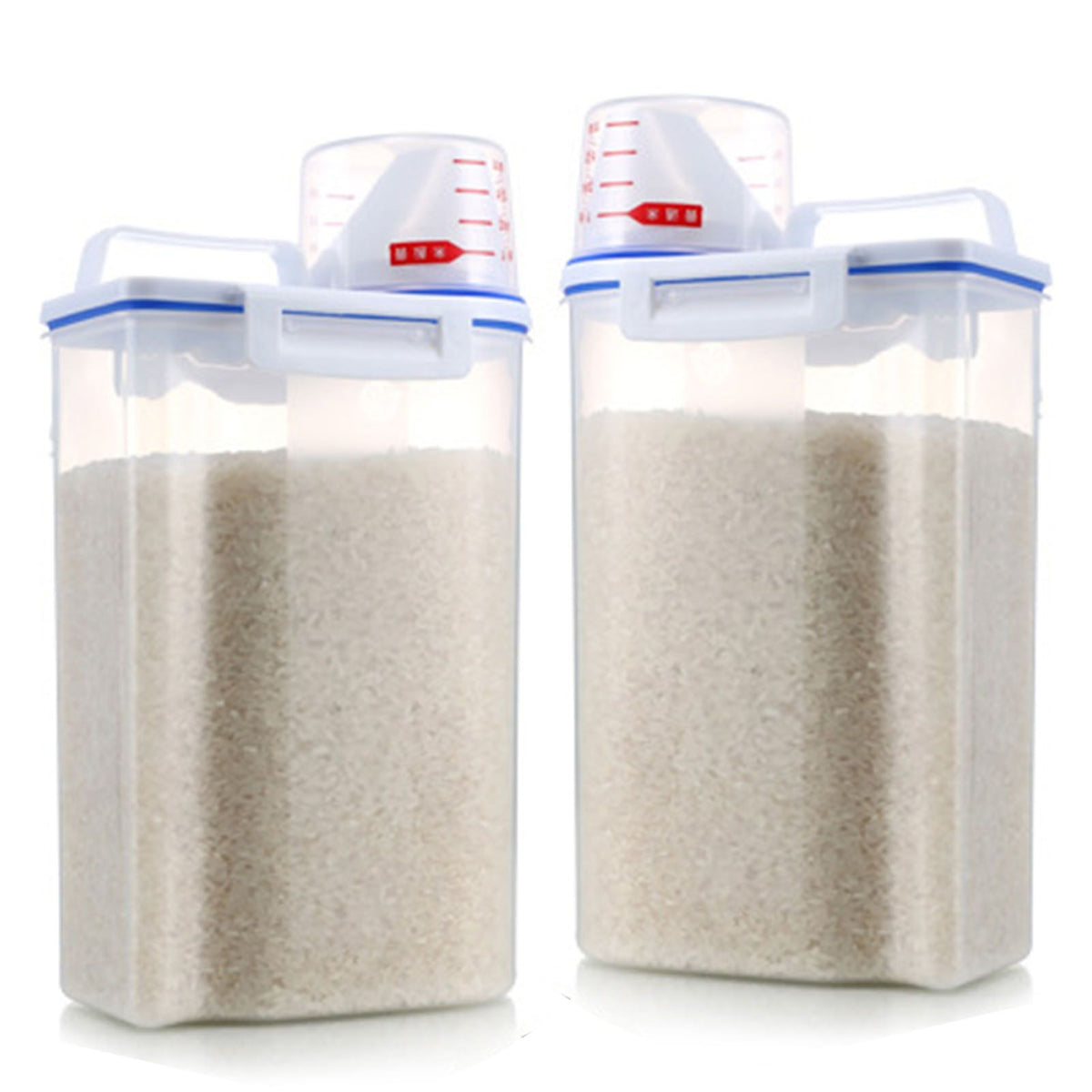 Rice Storage Barrel 2KG Capacity BPA Free Airtight Cereal Container with Measuring Cup Lid for Grain Flour Nuts