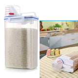 Rice Storage Barrel 2KG Capacity BPA Free Airtight Cereal Container with Measuring Cup Lid for Grain Flour Nuts - Rear View