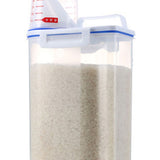 Rice Storage Barrel 2KG Capacity BPA Free Airtight Cereal Container with Measuring Cup Lid for Grain Flour Nuts - Low Angle