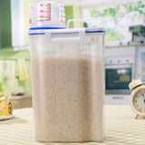 Rice Storage Barrel 2KG Capacity BPA Free Airtight Cereal Container with Measuring Cup Lid for Grain Flour Nuts
