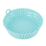 Fryer Silicone Liner Heat Resistant Elastic Washable Food Grade Reusable Fryer Basket for Cooking Blue - Front View