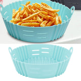Fryer Silicone Liner Heat Resistant Elastic Washable Food Grade Reusable Fryer Basket for Cooking Blue - Extra Image