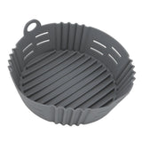 Fryer Silicone Liner Heat Resistant Elastic Washable Food Grade Reusable Fryer Basket for Cooking Grey - Front View
