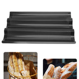 Baguette Pan Stainless Steel U Shape Uniform Heating Perforated Design French Bread Baking Pan for Home Baguette