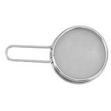 Flour Sieve Strainer 304 Stainless Steel Lightweight Easy Cleaning Ergonomic Handle Mesh Round Sifter for Baking - Close-Up Angle