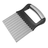 Crinkle Cutter Rustproof Stainless Steel Wavy Potato Crinkle Cutter with Comfortable Grip for Kitchen - Top-Down View
