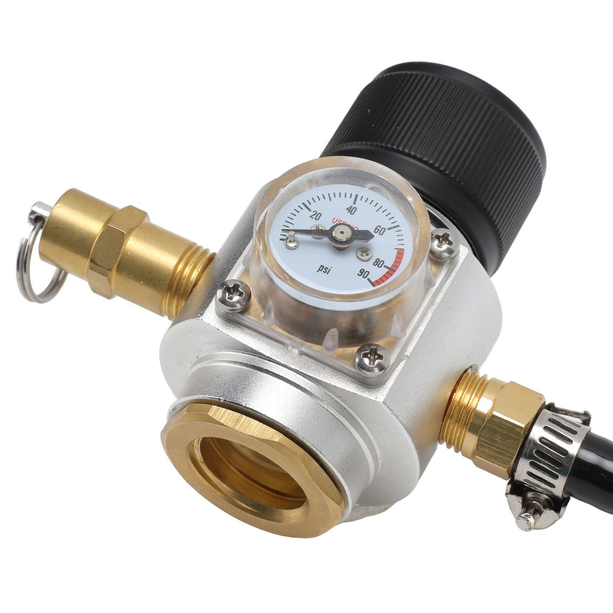 Soda Water Automatic Beer Maker 2nd Stage Pressure Gauge Black Hose Distributor Set with Safety Valve for Household