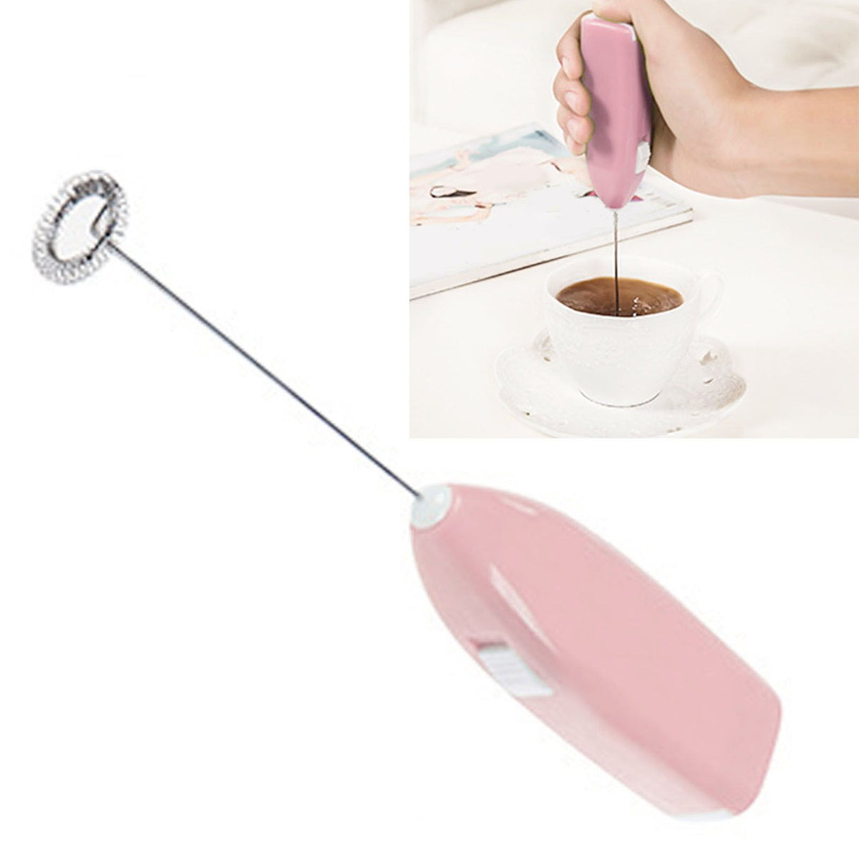 Cordless Electric Hand Mixer Battery Powered Small Plastic Metal Household Hand Mixer for Home Hotel Pink