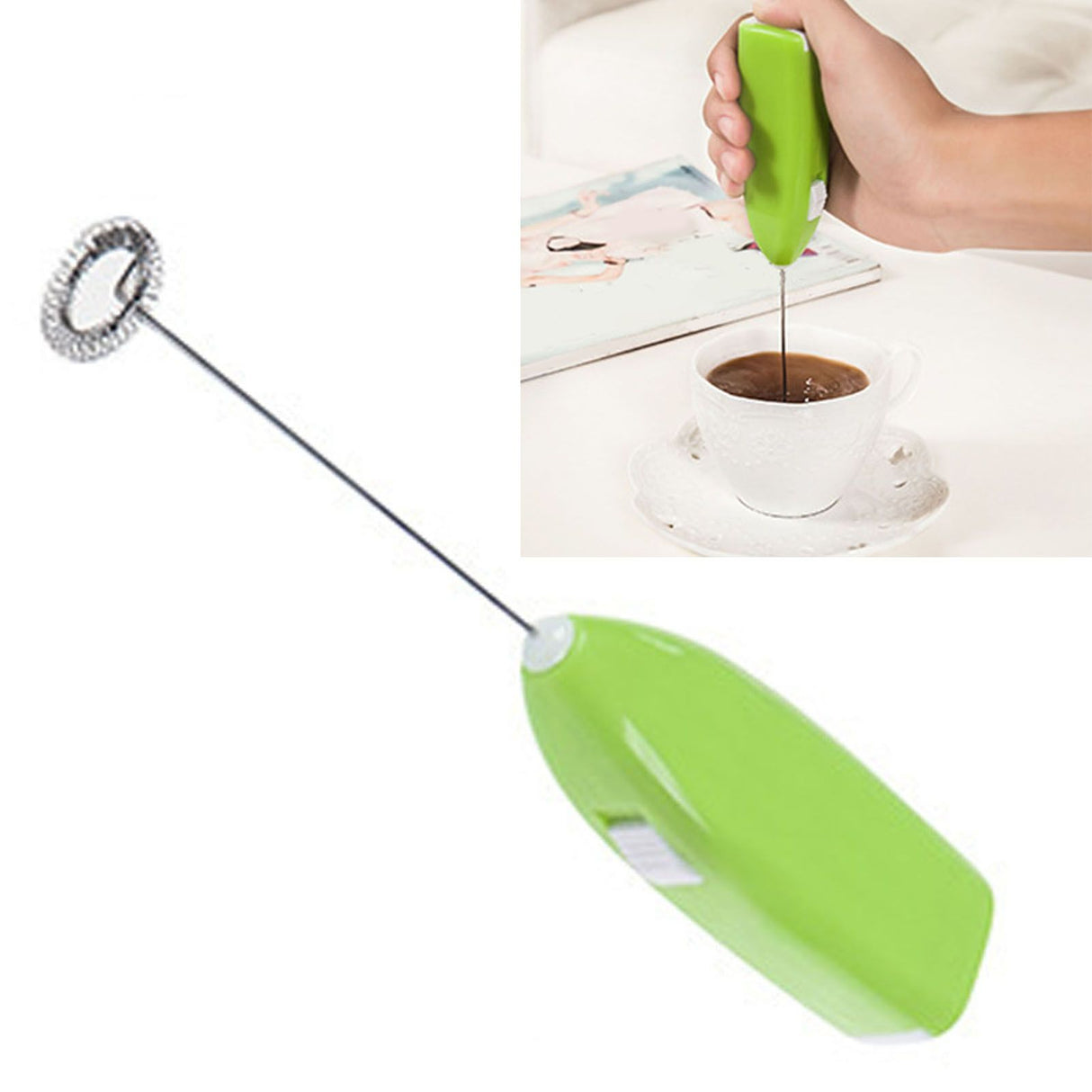 Cordless Electric Hand Mixer Battery Powered Small Plastic Metal Household Hand Mixer for Home Hotel Green