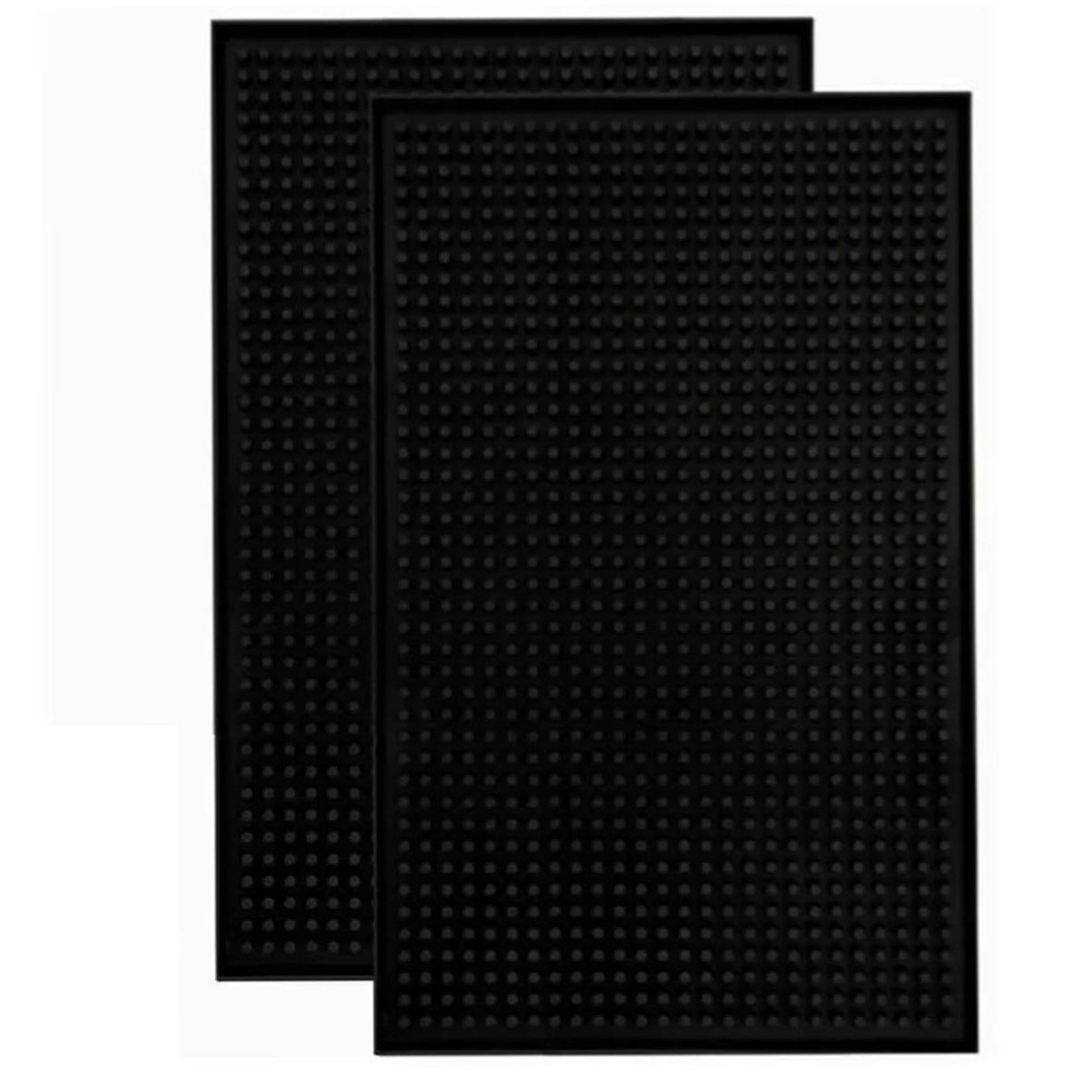 2 Pcs Bar Service Mat Black Waterproof Heat Insulating PVC Bar Countertop Spill Mat 45x30x1cm