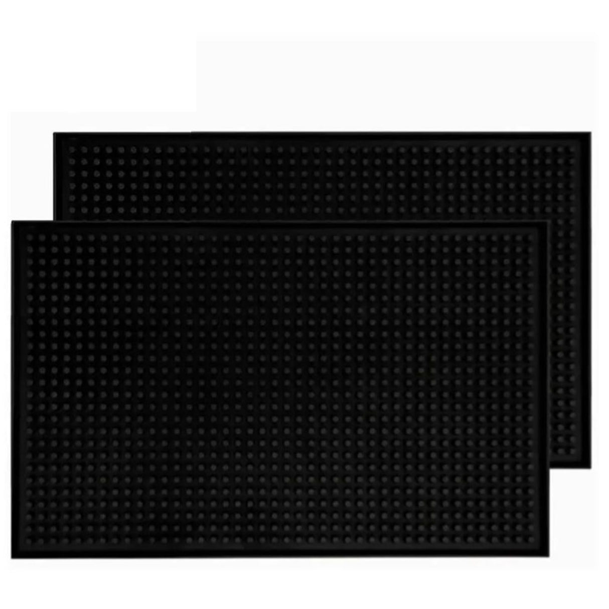 2 Pcs Bar Service Mat Black Waterproof Heat Insulating PVC Bar Countertop Spill Mat 45x30x1cm