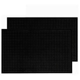 2 Pcs Bar Service Mat Black Waterproof Heat Insulating PVC Bar Countertop Spill Mat 45x30x1cm