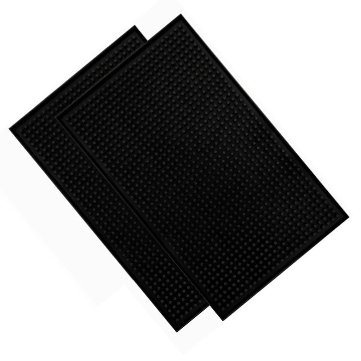 2 Pcs Bar Service Mat Black Waterproof Heat Insulating PVC Bar Countertop Spill Mat 45x30x1cm