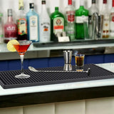 2 Pcs Bar Service Mat Black Waterproof Heat Insulating PVC Bar Countertop Spill Mat 45x30x1cm - Rear View