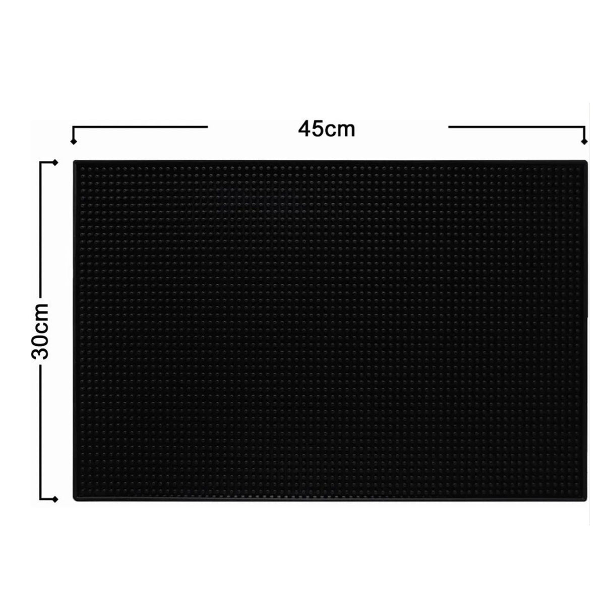 2 Pcs Bar Service Mat Black Waterproof Heat Insulating PVC Bar Countertop Spill Mat 45x30x1cm