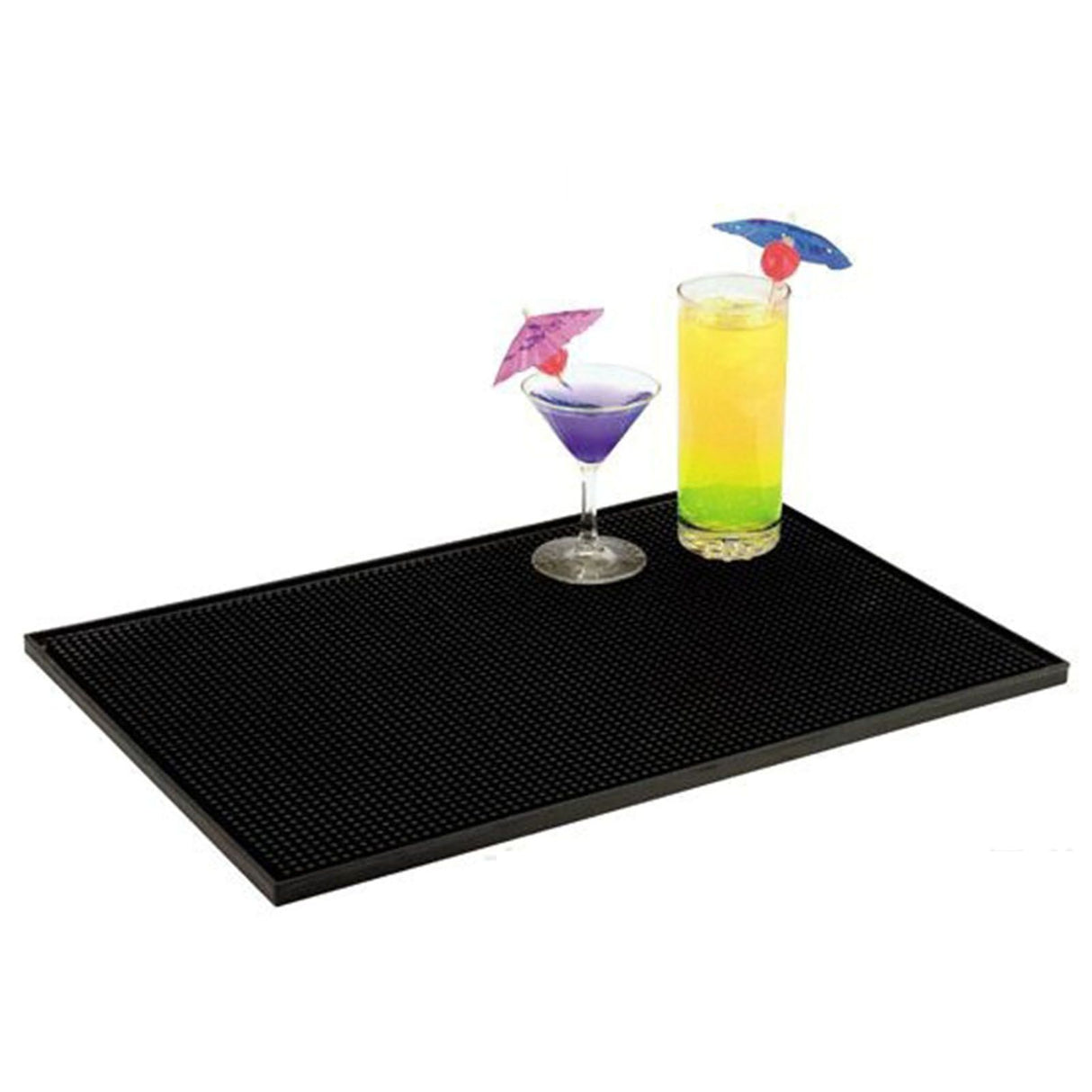 2 Pcs Bar Service Mat Black Waterproof Heat Insulating PVC Bar Countertop Spill Mat 45x30x1cm