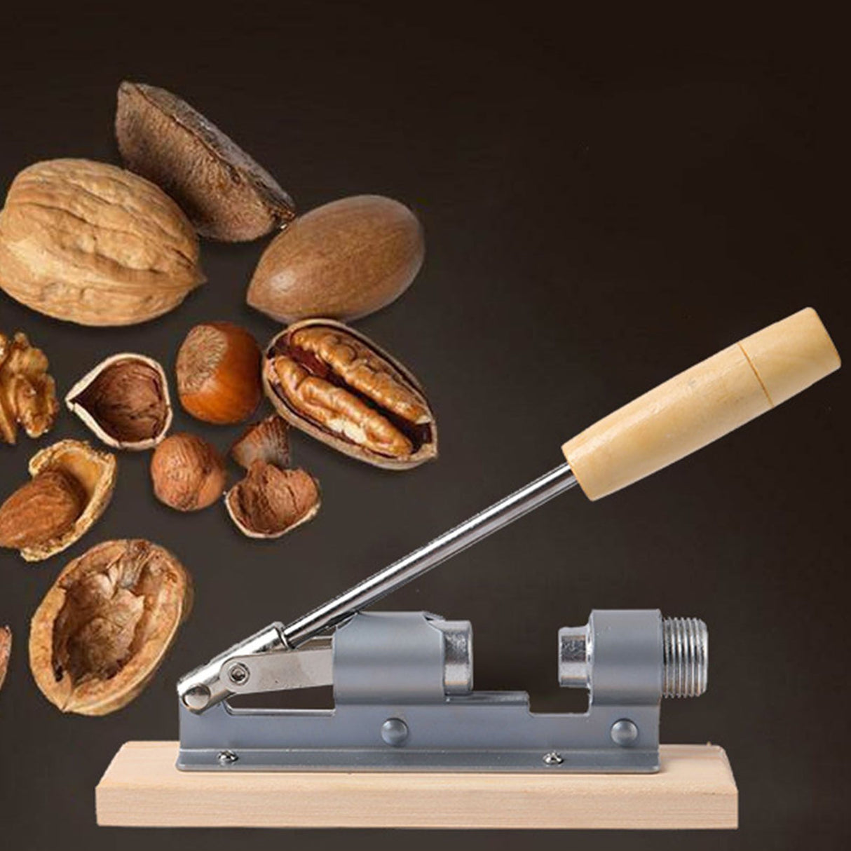 Pecan Nut Cracker Mechanical Regulable Design Wood Stainless Steel Walnut Plier Opener Tool